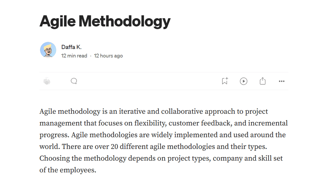 Screenshot article Agile Methodology